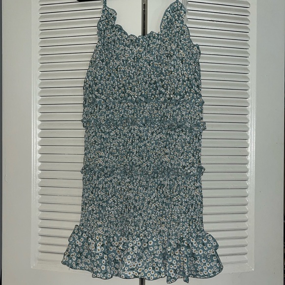 She + Sky Ruffle Blue Flower Dress. - Picture 1 of 7